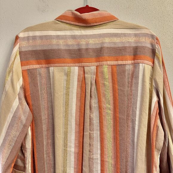Soft Surroundings Maddalena‎ Metallic Striped Button Down Shirt in Size XL - Picture 15 of 16